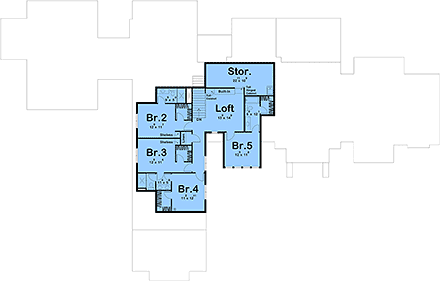 Contemporary, Cottage, Country, European, French Country House Plan 102803 with 5 Beds, 5 Baths, 6 Car Garage Second Level Plan