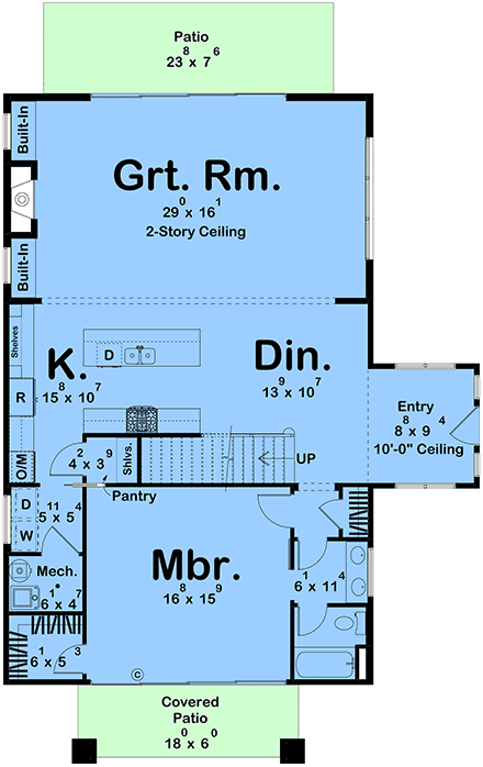 Barndominium, Contemporary, Country, Farmhouse, New American House Plan 102804 with 2 Beds, 2 Baths First Level Plan