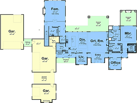 Contemporary, European, Farmhouse, French Country, New American House Plan 102805 with 5 Beds, 5 Baths, 5 Car Garage First Level Plan