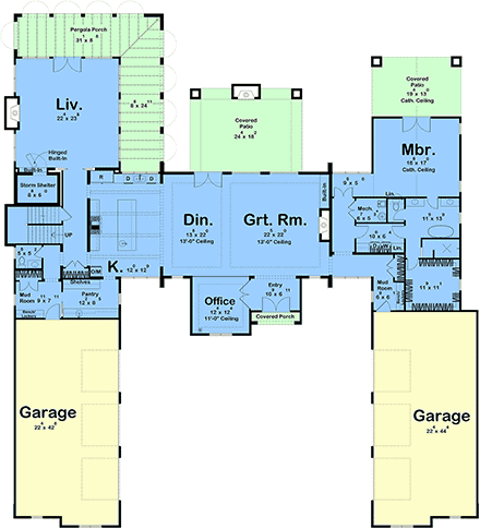Contemporary, Cottage, European House Plan 102808 with 5 Beds, 4 Baths, 6 Car Garage First Level Plan