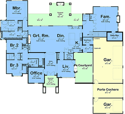 Contemporary, Cottage, Farmhouse, New American House Plan 102811 with 5 Beds, 4 Baths, 4 Car Garage First Level Plan