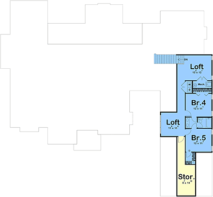 Contemporary, Cottage, Farmhouse, New American House Plan 102811 with 5 Beds, 4 Baths, 4 Car Garage Second Level Plan