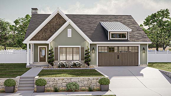 Cottage, Country, Traditional House Plan 102813 with 3 Beds, 2 Baths, 2 Car Garage Elevation