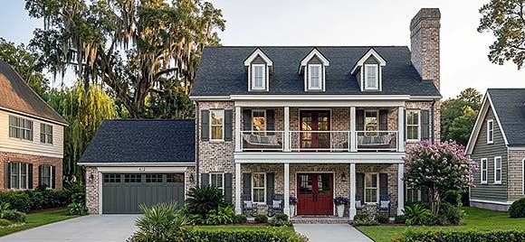 Colonial, Country, Traditional House Plan 102814 with 3 Beds, 3 Baths, 2 Car Garage Elevation