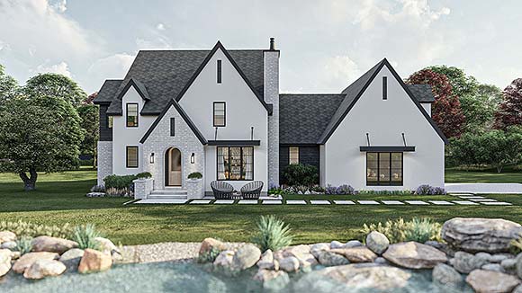 Contemporary, Cottage, European, New American House Plan 102815 with 4 Beds, 4 Baths, 2 Car Garage Elevation
