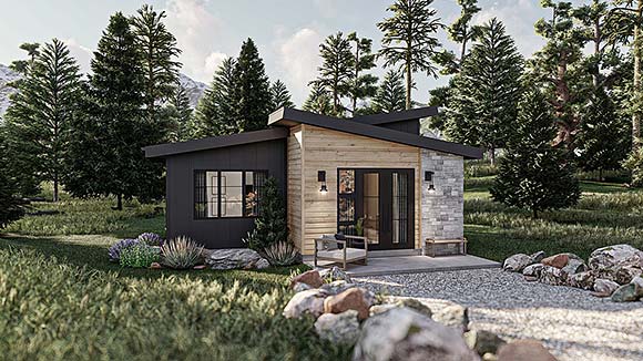Contemporary, Modern, New American House Plan 102816 with 1 Beds, 1 Baths Elevation