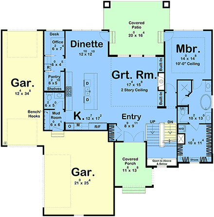 Contemporary, Cottage, European House Plan 102823 with 5 Beds, 4 Baths, 3 Car Garage First Level Plan