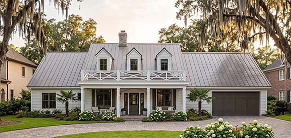 Colonial, Country, Traditional House Plan 102824 with 3 Beds, 2 Baths, 2 Car Garage Elevation