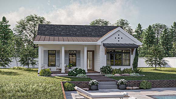 Cottage, Country, Traditional House Plan 102825 with 1 Beds, 1 Baths Elevation