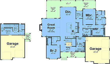 Farmhouse, Traditional House Plan 102828 with 4 Beds, 4 Baths, 4 Car Garage First Level Plan