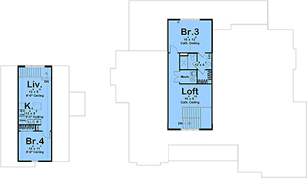 Farmhouse, Traditional House Plan 102828 with 4 Beds, 4 Baths, 4 Car Garage Second Level Plan