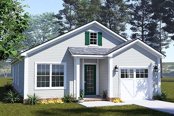 Cottage, Craftsman, Traditional House Plan 102903 with 3 Beds, 2 Baths, 1 Car Garage Elevation