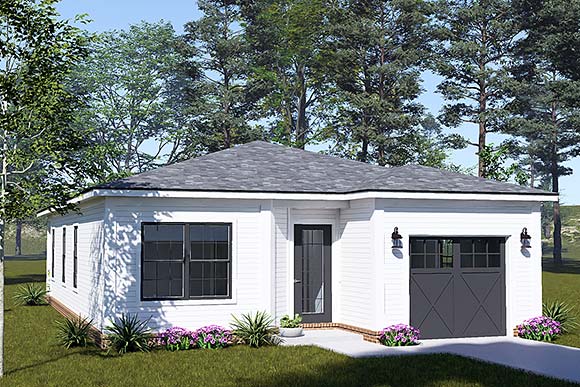 Contemporary, Modern House Plan 102904 with 3 Beds, 2 Baths, 1 Car Garage Elevation