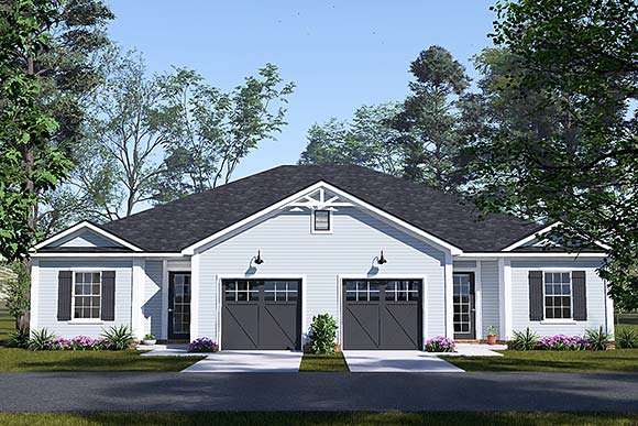 Cottage, Country, Traditional Multi-Family Plan 102905 with 6 Beds, 4 Baths, 2 Car Garage Elevation