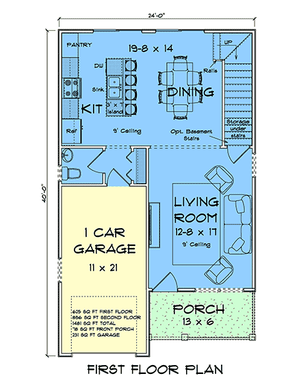 Cottage, Country, Craftsman, Traditional House Plan 102906 with 3 Beds, 3 Baths, 1 Car Garage First Level Plan