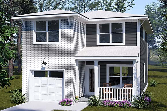 Modern House Plan 102907 with 3 Beds, 3 Baths, 1 Car Garage Elevation