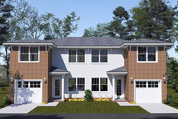 Traditional Multi-Family Plan 102908 with 6 Beds, 6 Baths, 2 Car Garage Elevation