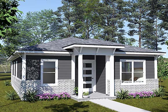 Modern, Ranch House Plan 102910 with 4 Beds, 3 Baths Elevation