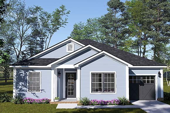 Cottage, Ranch, Traditional House Plan 102911 with 4 Beds, 3 Baths, 2 Car Garage Elevation