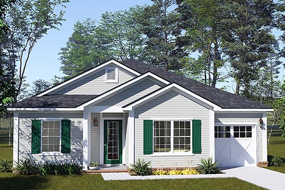Cottage, Country, Ranch House Plan 102913 with 3 Beds, 2 Baths, 2 Car Garage Elevation