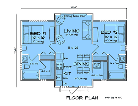 Contemporary, Modern House Plan 102916 with 2 Beds, 2 Baths First Level Plan