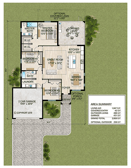 Traditional House Plan 103006 with 3 Beds, 2 Baths, 2 Car Garage First Level Plan
