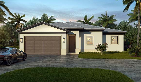 Coastal, Florida House Plan 103007, 2 Car Garage Elevation