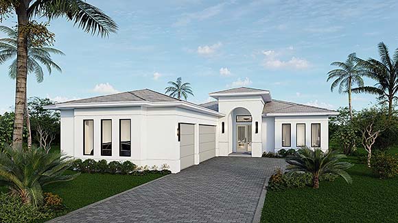 Modern House Plan 103012 with 4 Beds, 4 Baths, 3 Car Garage Elevation