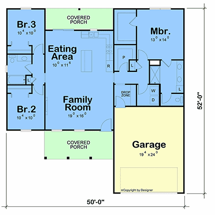 Contemporary, Craftsman, Farmhouse, New American House Plan 103100 with 3 Beds, 2 Baths, 2 Car Garage First Level Plan