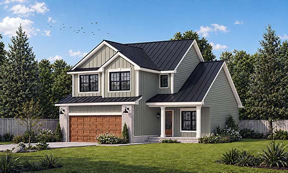 Contemporary, Country, Farmhouse House Plan 103102 with 3 Beds, 3 Baths, 2 Car Garage Elevation
