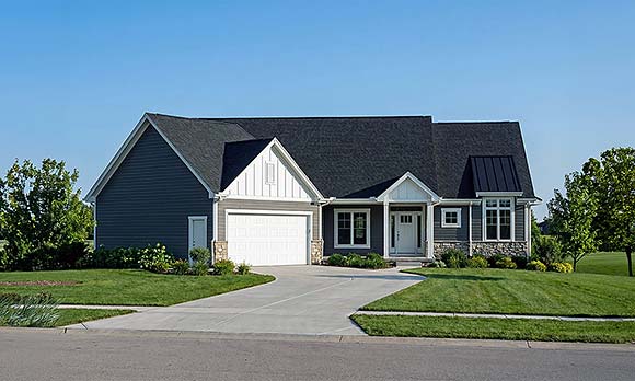 Cottage, Craftsman, Traditional House Plan 103103 with 3 Beds, 3 Baths, 2 Car Garage Elevation