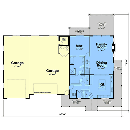 Barndominium, Country, Craftsman, Farmhouse House Plan 103105 with 3 Beds, 3 Baths, 3 Car Garage First Level Plan