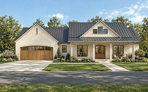 Contemporary, Country, Farmhouse, New American House Plan 103201 with 3 Beds, 3 Baths, 2 Car Garage Elevation
