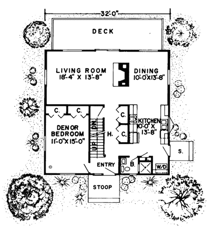 Contemporary, Retro House Plan 10328 with 2 Beds, 2 Baths First Level Plan
