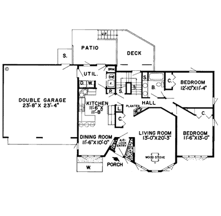 Contemporary, Retro House Plan 10394 with 3 Beds, 2 Baths, 2 Car Garage First Level Plan