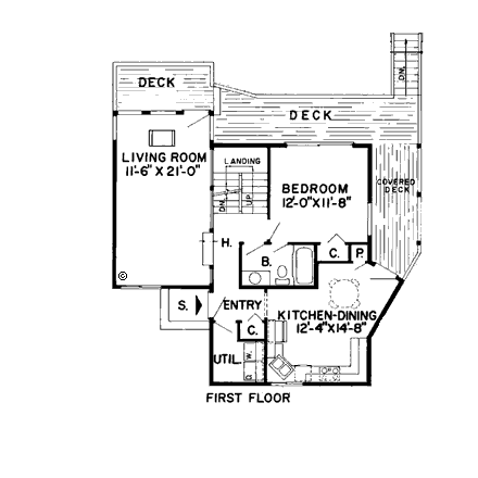 Contemporary House Plan 10396 with 3 Beds, 3 Baths First Level Plan