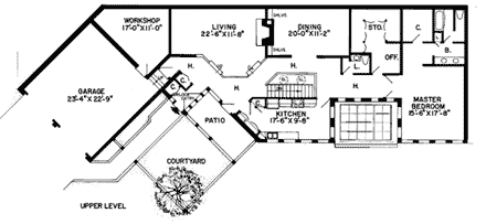 Earth Sheltered House Plan 10416 with 3 Beds, 4 Baths, 2 Car Garage First Level Plan