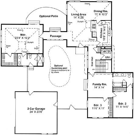Contemporary, One-Story, Ranch House Plan 10507 with 3 Beds, 2 Baths, 2 Car Garage First Level Plan