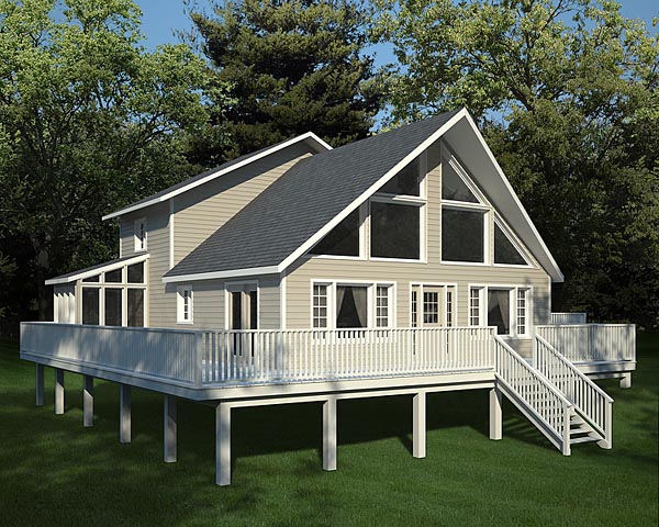A-Frame, Cabin, Contemporary House Plan 10515 with 3 Beds, 3 Baths Elevation