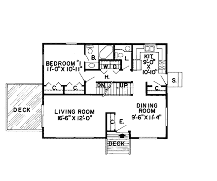 Cabin, Retro, Saltbox, Southern House Plan 10519 with 3 Beds, 3 Baths First Level Plan