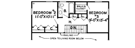 Cabin, Retro, Saltbox, Southern House Plan 10519 with 3 Beds, 3 Baths Second Level Plan