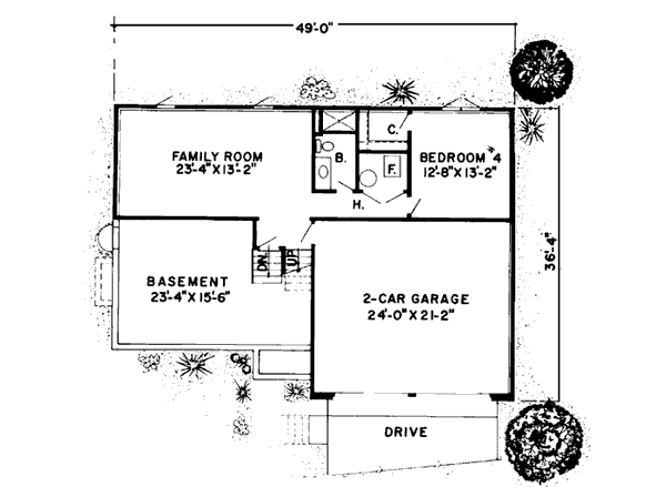 Contemporary, Retro House Plan 10524 with 4 Beds, 3 Baths, 2 Car Garage Lower Level Plan