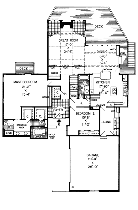 Contemporary, Retro House Plan 10583 with 4 Beds, 3 Baths, 4 Car Garage First Level Plan