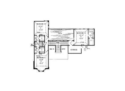 European, Traditional House Plan 10615 with 5 Beds, 5 Baths, 2 Car Garage Second Level Plan