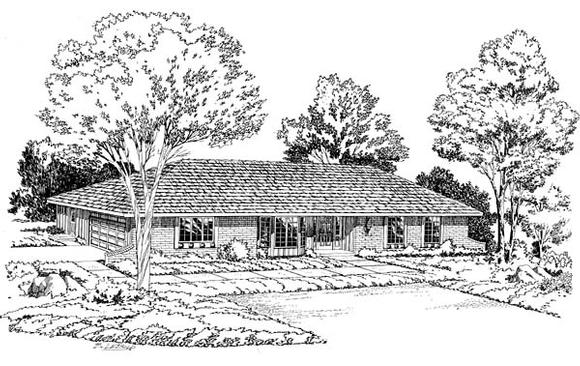 One-Story, Ranch, Retro, Traditional House Plan 10656 with 3 Beds, 3 Baths, 2 Car Garage Elevation