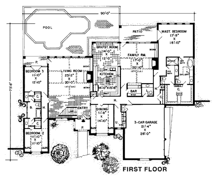 European, Traditional House Plan 10666 with 5 Beds, 5 Baths, 3 Car Garage First Level Plan