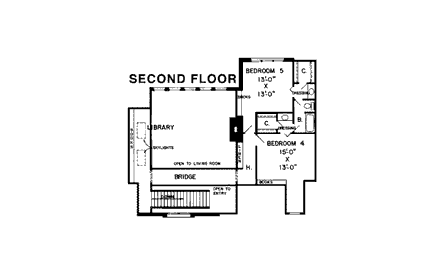 European, Traditional House Plan 10666 with 5 Beds, 5 Baths, 3 Car Garage Second Level Plan