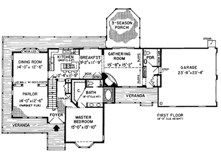 Victorian House Plan 10689 with 5 Beds, 4 Baths, 2 Car Garage First Level Plan