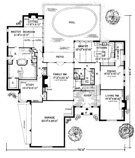 European, Traditional House Plan 10696 with 4 Beds, 4 Baths, 3 Car Garage First Level Plan