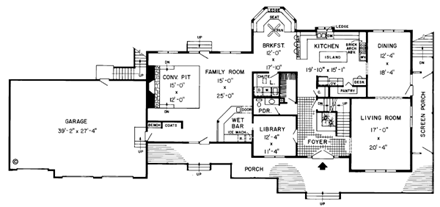 Country, Farmhouse House Plan 10768 with 5 Beds, 4 Baths, 3 Car Garage First Level Plan